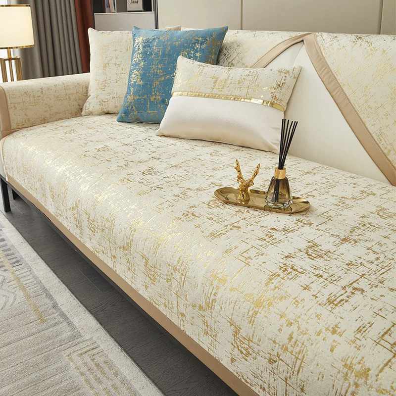 Red Chenille Sofa Cover Wide Brim Modern Living Room Anti-slip Combination Sofa Cushion Full Cover Furniture Dust Protection 2