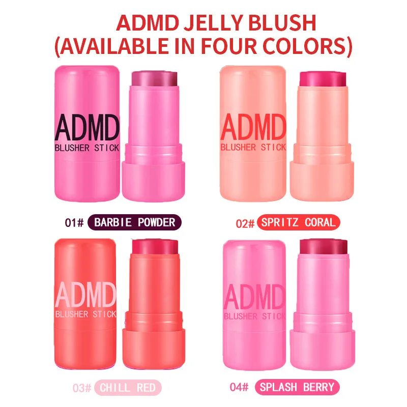 ADMD Jelly Blush Stick Lip and Cheek Duplex Blush Cream Clear Brightening Grooming Rouge Modifying Face Stick