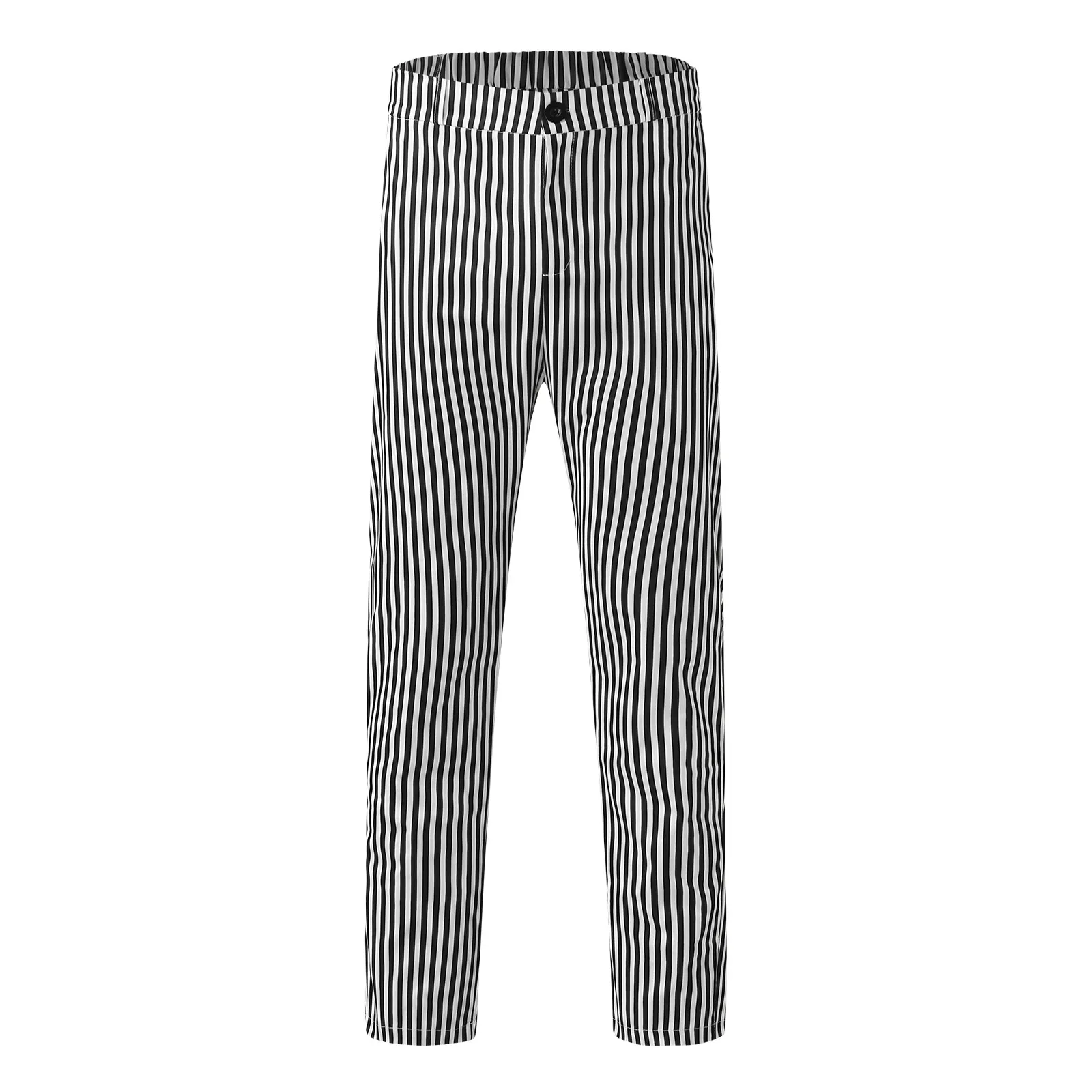 Men's Casual Business Striped Pants Print Skinny Pencil Pants Zipper Elastic Waist Pants Streetwear Social Trousers fishing pants