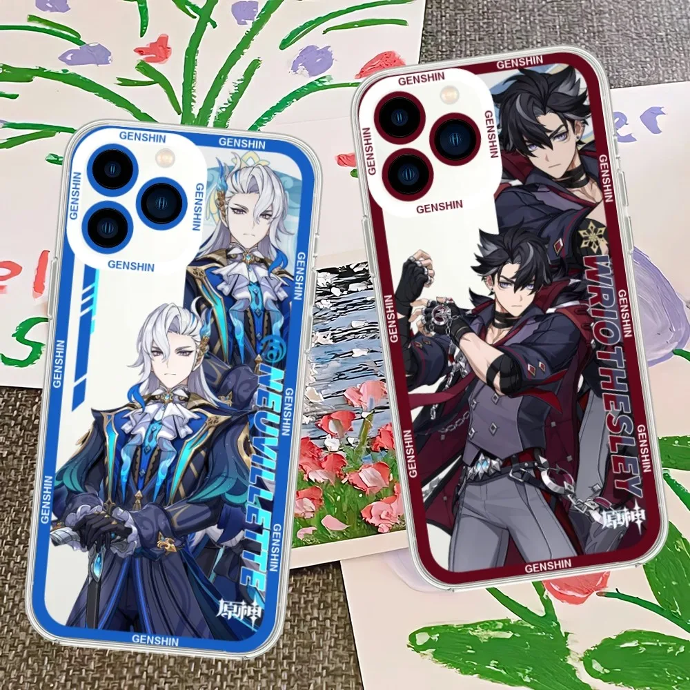 Genshin Impact Custodia Per Telefono Neuvillette Per Iphone 13 14 Mini 11 12 Pro Max Custodia Trasparente