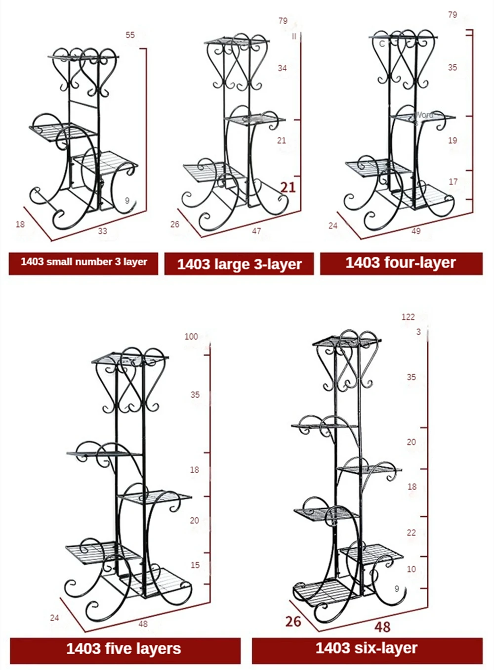 Plant Stand Flower Pot Shelves Metal Wrought Iron Display Flowers Shelf for Living Room Balcony Garden Terrace Storage Organizer