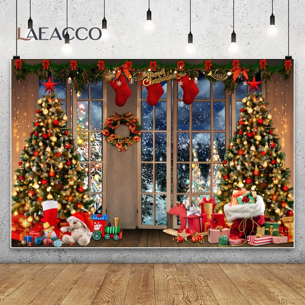 YongFoto Weihnachts-Hintergrund 2,2x1,5m - Winterlandschaft Mit Mond & Dorf