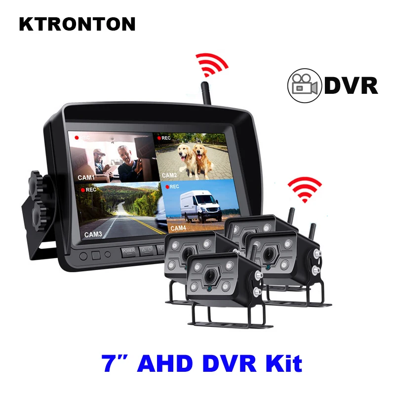 

Wireless 7 Inch AHD 1280 x 720P Truck DVR Monitor Recorder High Definition Night Vision Car Reverse Backup Camera for Bus RV Van