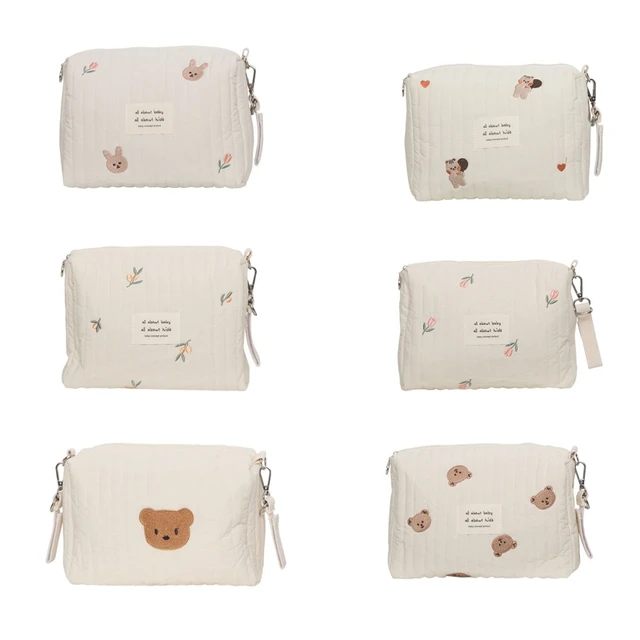 Cotton Mom Bag Organizer Cute Bear Embroidery Mommy Bag Zipper Newborn Baby  Diaper Bag Nappy Pouch Travel Stroller Storage Bags - AliExpress