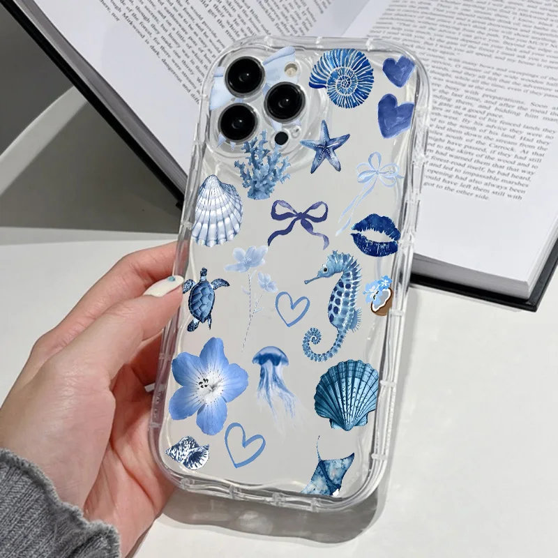 Elegant Blue Seashell Phone Case Cover