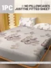 1Simple modern Plant Flower Leaf Butterfly printed matte Fitted Sheet, bedroom printed bed cover, bedding(excluding pillowcases) 2
