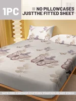 1Simple modern Plant Flower Leaf Butterfly printed matte Fitted Sheet, bedroom printed bed cover, bedding(excluding pillowcases) 2