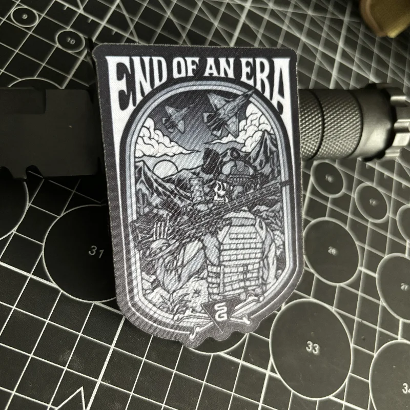시대의 끝 전술 패치 해골 전사 사기 배지 후크 및 루프 인쇄 패치 군사 완장 배낭 스티커
