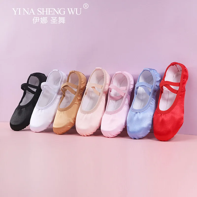 Satin Dance Shoes Women Soft Soles Children's Classical Ballet Dance Shoes Ballet Dancing Practice Performances Cat Claw ballet shoes