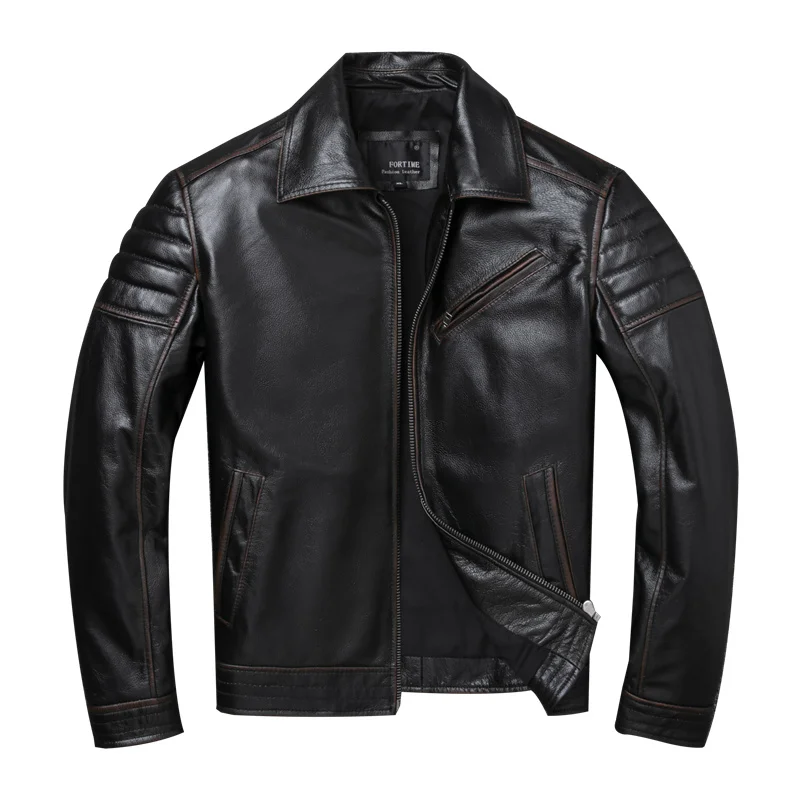 

men brand new Free shipping.2023 natural cowhide jacket.biker vintage style genuine coat.cool popular slim leather cloth