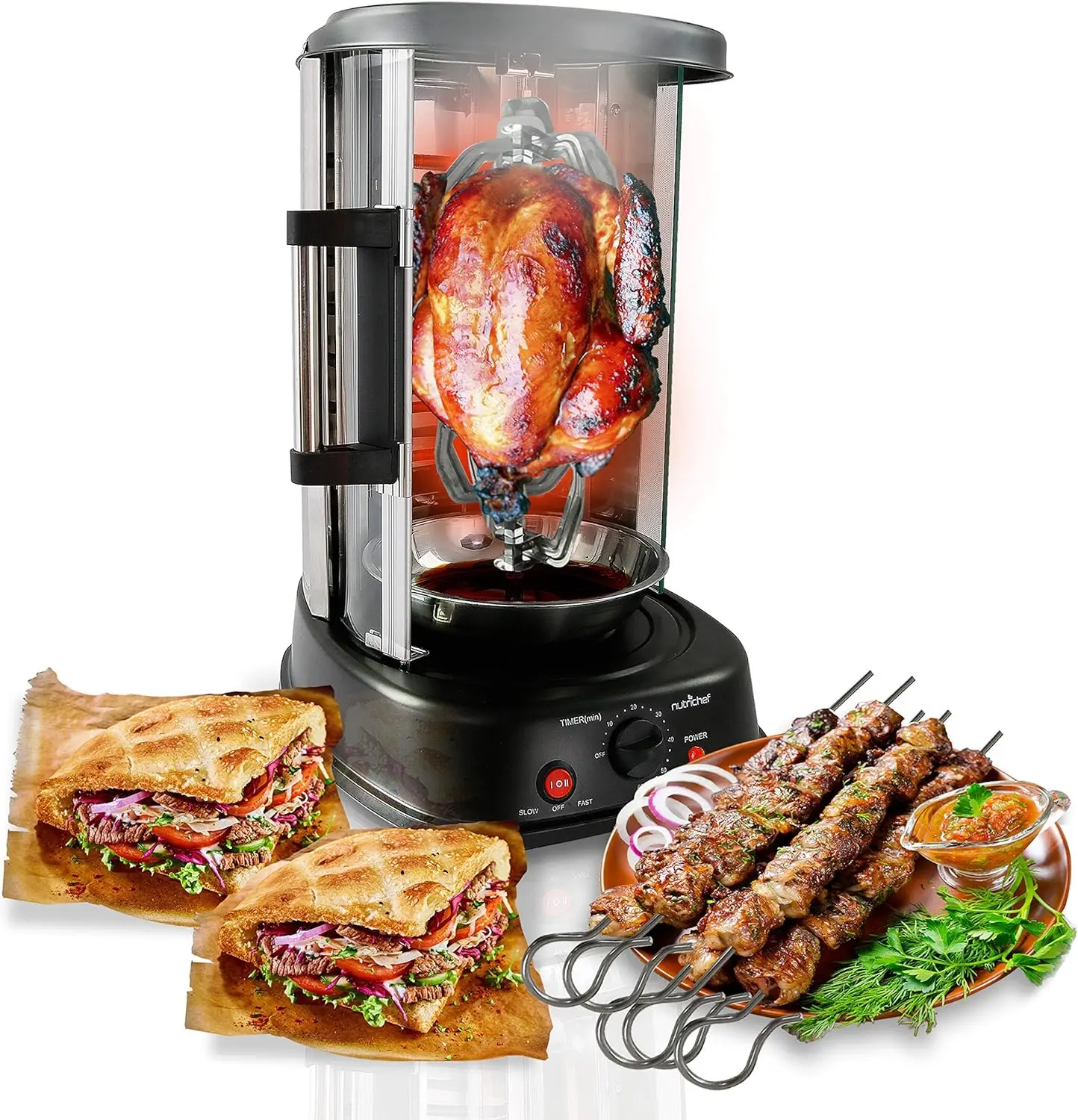 

Vertical Rotating Oven - Rotisserie Shawarma Machine, Kebob Machine, Stain Resistant & Energy Efficient W/ Heat Resistant Do Lic