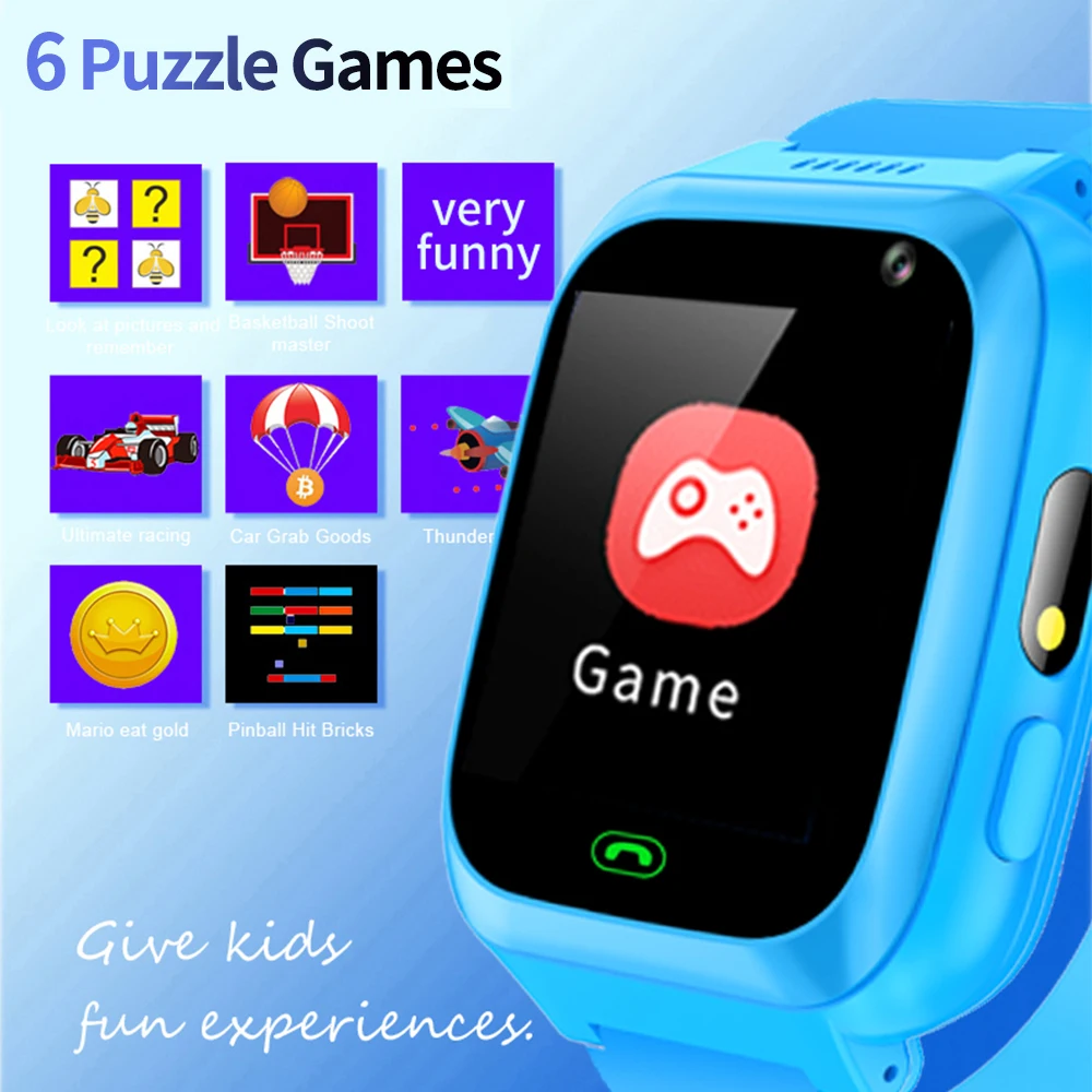New Smart Watch Kids Game 2G Phone Call Music Video Play Flashlight 6 Games Smartwatch Camera Alarm Clock For Boys Girls Gifts