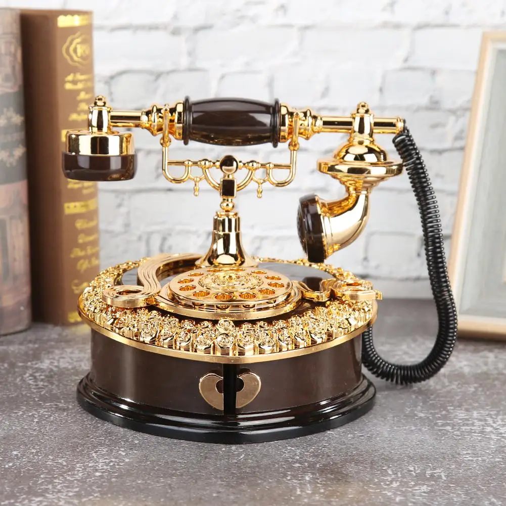 Creative Music Box Jewelry Storage Organizer European Style Classical Phone Shaped Music Boxes Home Decorative Ornaments 2