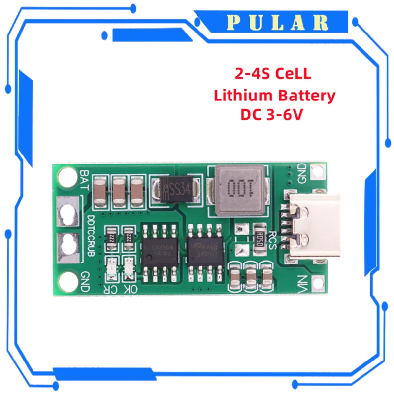 Lithium Battery Charger 18650 Lithium Battery Multi-Cell 2S 3S 4S Type-C To 8.4V 12.6V 16.8V Step-Up Boost LiPo Polymer Li-Ion Charger 7.4V 11.1V 14.8V