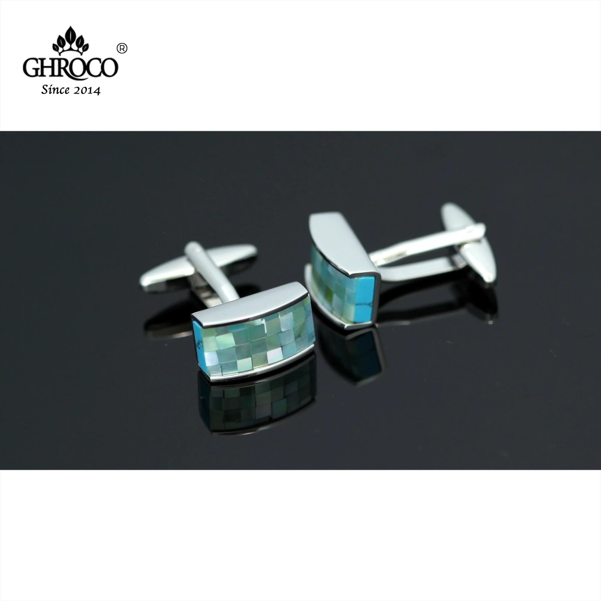 GHROCO High-Quality Classic Natural Shell Rectangula French Shirt Cufflinks Business Men Women and Wedding Fashion Luxury Gifts