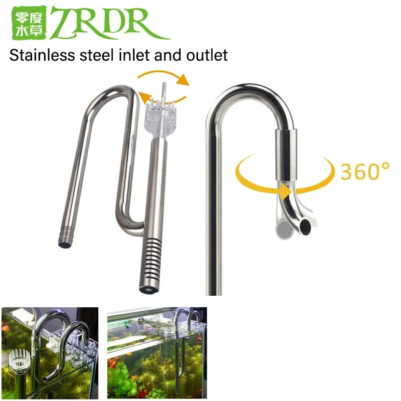 

ZRDRAquarium Filter Stainless Steel External Filter Accessories Inlet and Outlet Water Remove Oil Film Lily Tube Aquarium filter