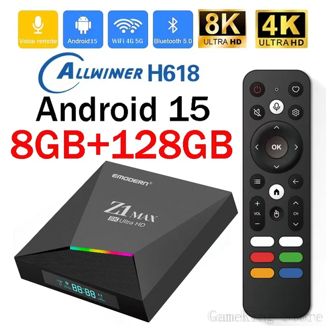 android box 4g Android 15 iptv Z1 Max TV Box 4K 8K HD Allwinner H618 BT 5.0 4G 5G Dual WiFi 8GB 128GB Voice remote allwinner