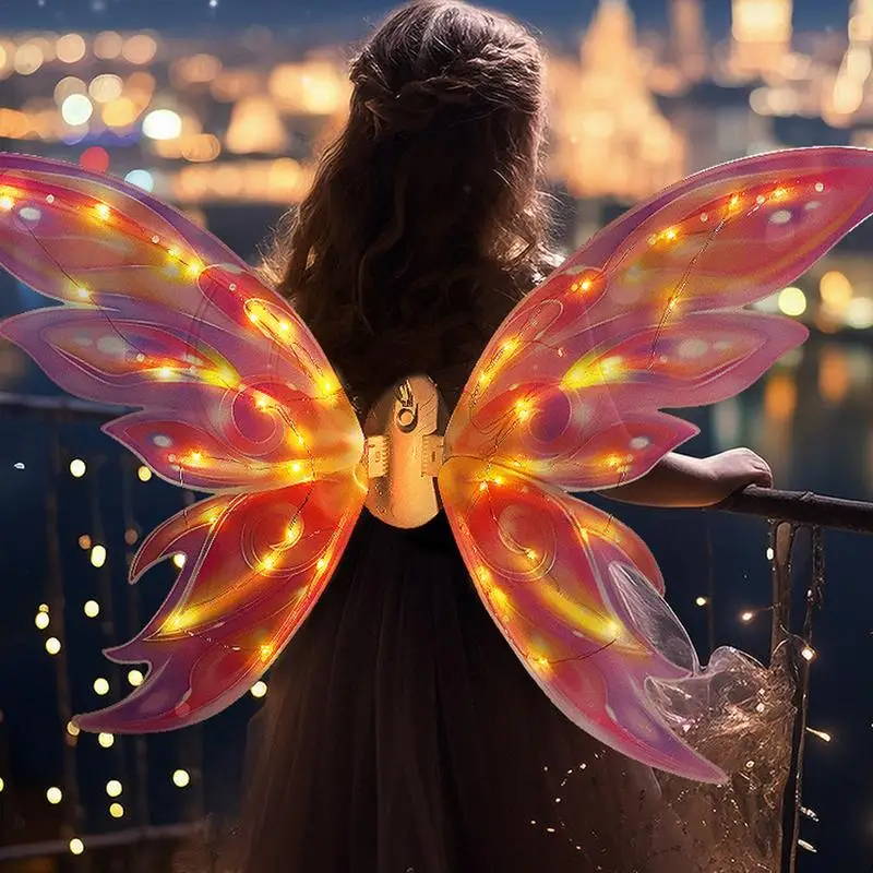 Automatic Moving Fairy Wings Costume Accessories Electric Angel Wings Girls Performance Prop For Happy Birthday Party Decoration