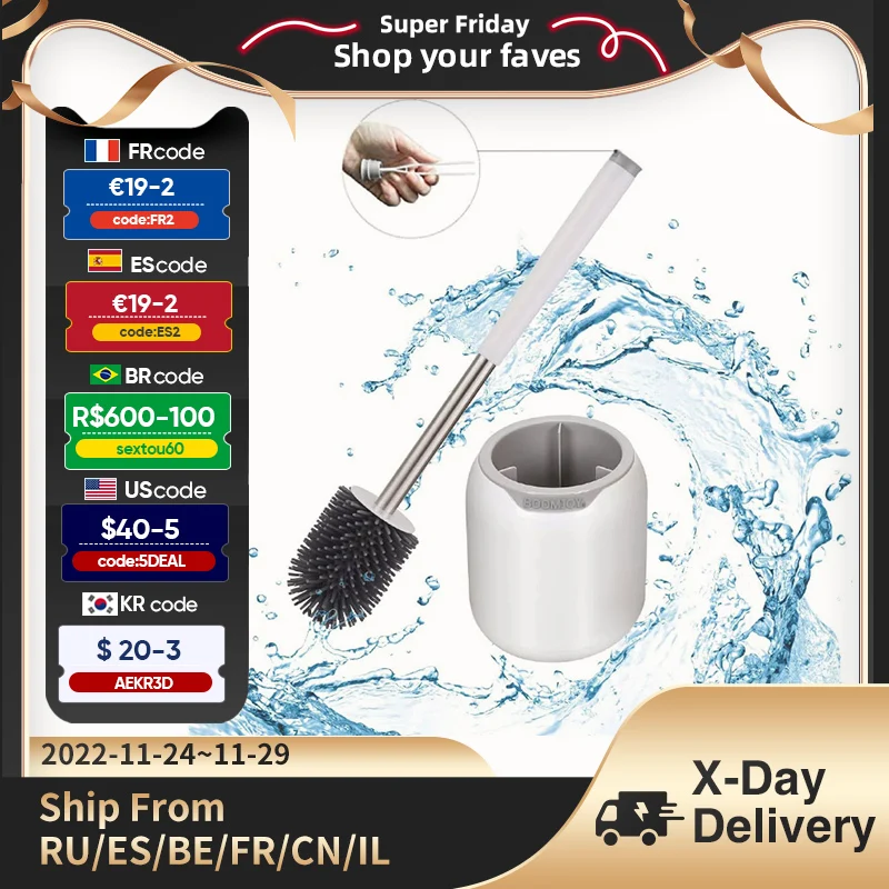 Eyliden Tpr Toilet Brush Rubber Head Holder Cleaning Brush For Toilet