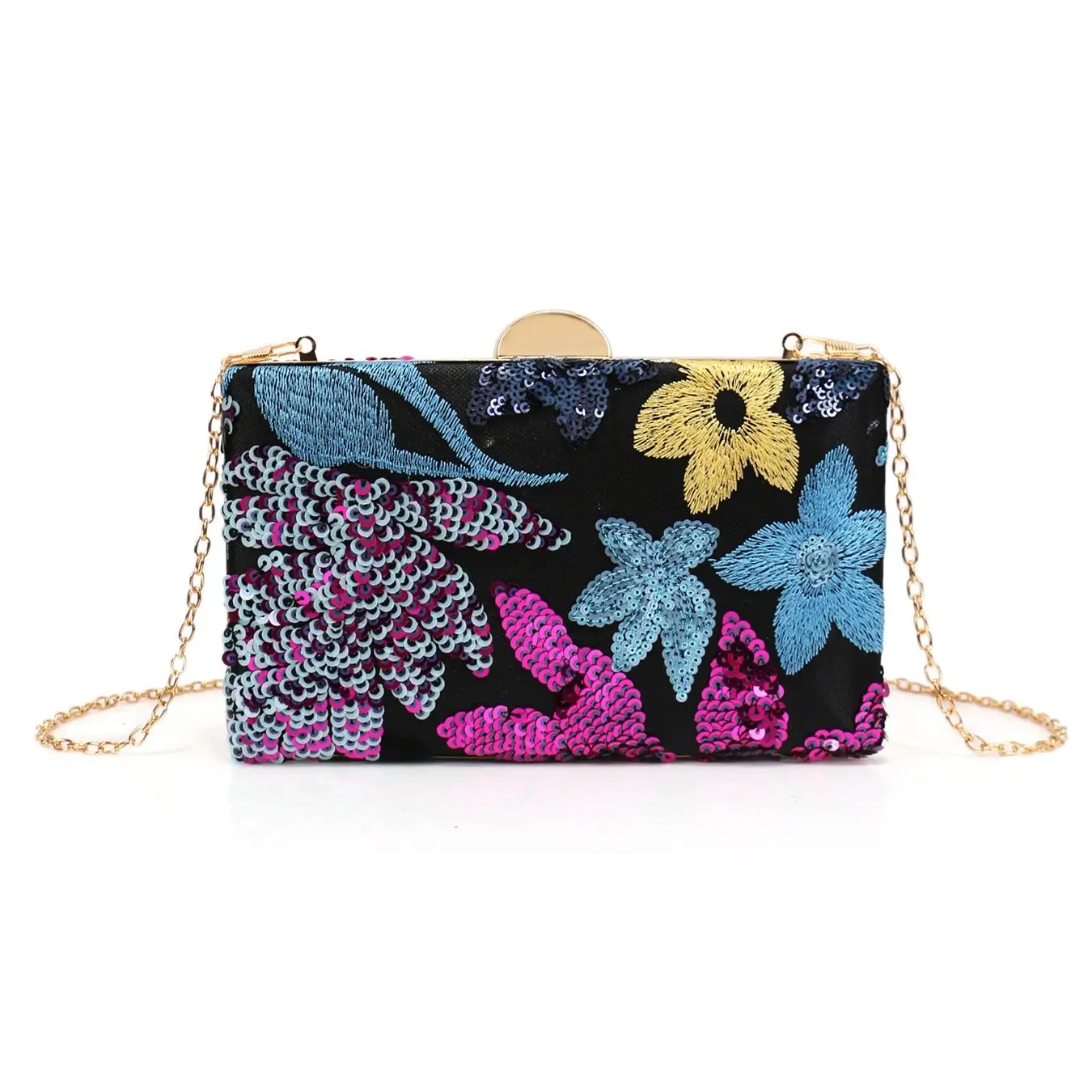 Sequin Floral Evening Clutch Bag for Women