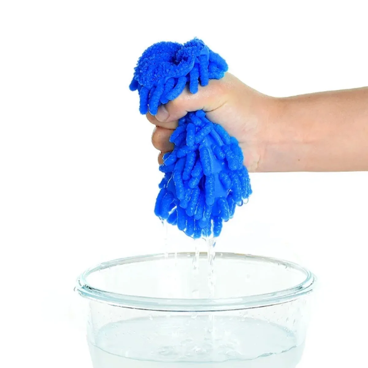 Household Car Windshield And Window Glass Cleaning Ultra-Fine Fiber Gloves Blue Chenille Car Wash Gloves Cleaning Supplies