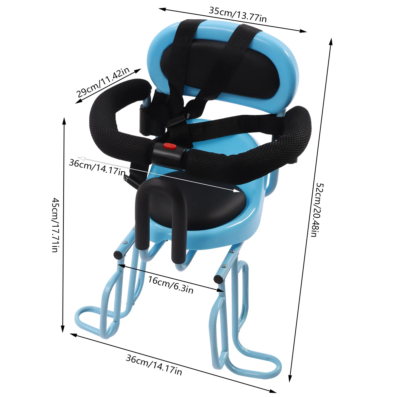 Rear Child Bike Seat Suitable for Children Rear Kids Bicycle Saddle Seat Attachment for Adult Bike with Seat Cushion Red/Blue