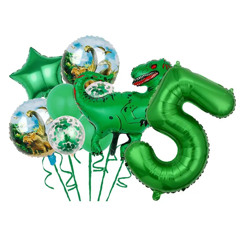 Dinosaurier-Luftballons, Partydekorationen, grüne Zahlen, Ballon-Set, Cartoon-Tier-Dinosaurier-Thema, Geburtstagsdekoration, Zubehör für Kinder – Detail 15