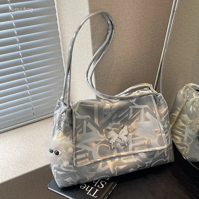 Women's One Shoulder Crossbody Bag Tote Handbag Fashionable Urban Butterfly Element New Large Capacity Versatile Casual