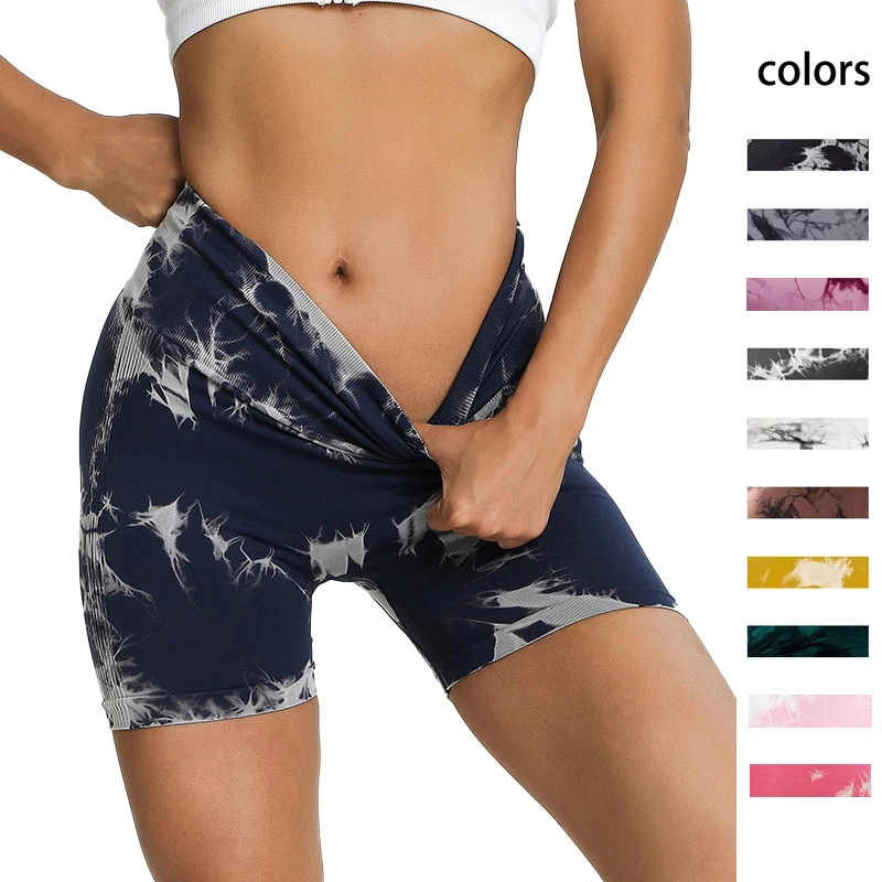 

New Seamless Tie Dye Leggings Push Up Yoga Shorts For Women High Waist Hip Lifting Fitness Cycling Running Gym Sports Yoga