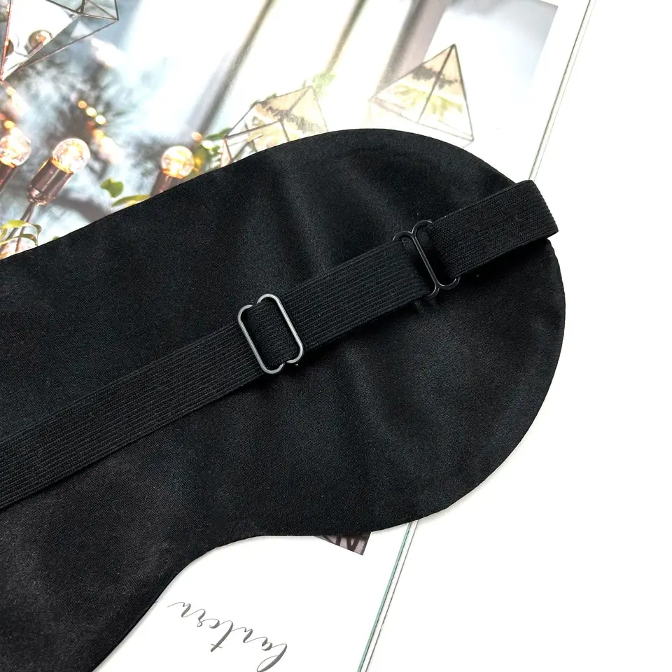 Maschera Per Dormire 3D Sagomata In Poliestere Con Cinghia Regolabile – Nero Unisex