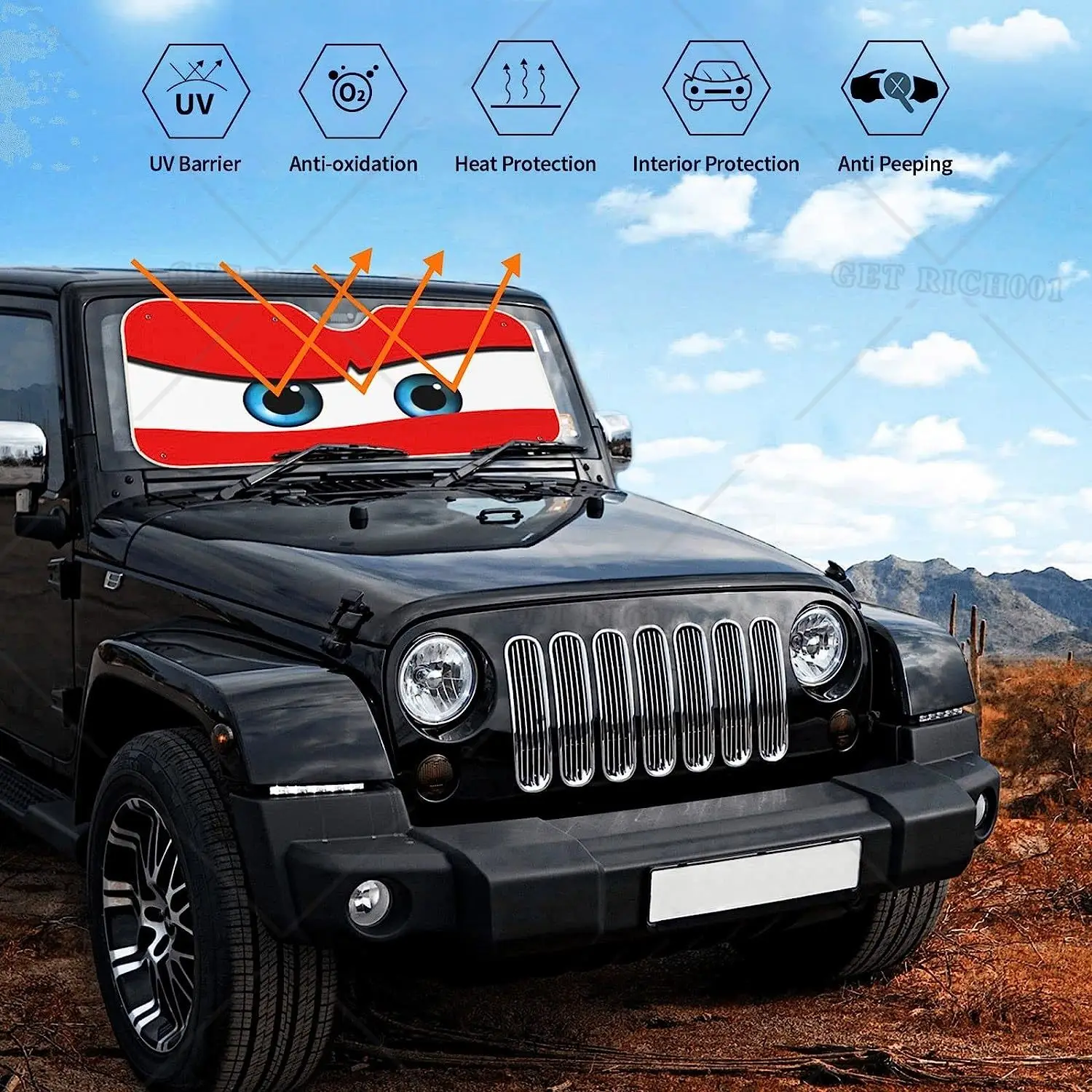VunKo Front Window Car Sun Shade Windshield- Cat Beach - View #7