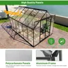 Aluminum Walk-in Greenhouse with 2 Sliding Doors, 2 Vent Windows, and Rain Gutter for Winter Backyard Use, Greenhouses 6