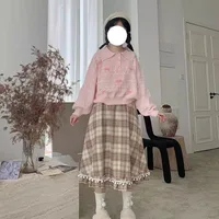 Jupe à carreaux pour femmes, douce et mignonne, Vintage français, Style Preppy, assortie avec tout, Harajuku Kawaii, vêtements Chic Y2k, automne hiver 5