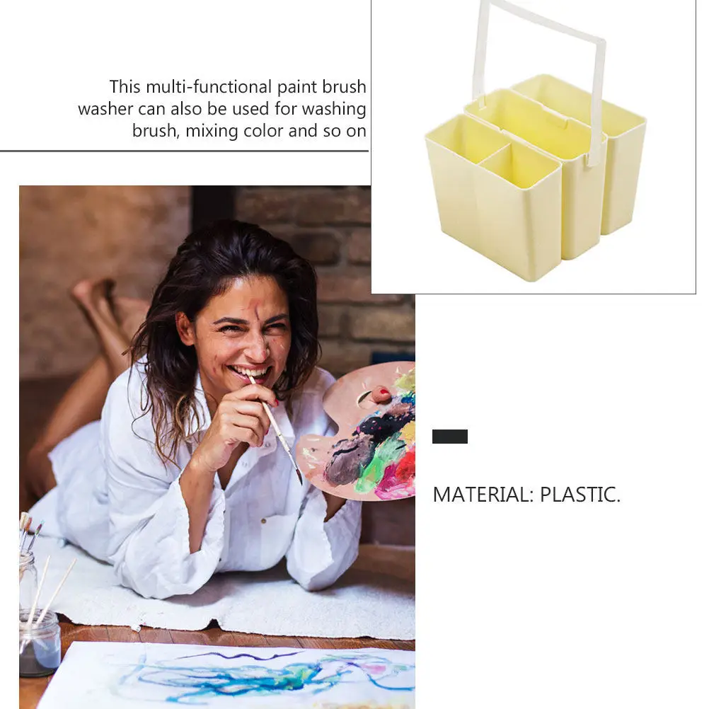 브러쉬 클리너 플라스틱 분리형 버킷 다기능 페인트 브러쉬 세척기 홀더 아티스트 페인팅 도구 펜 세척 버킷