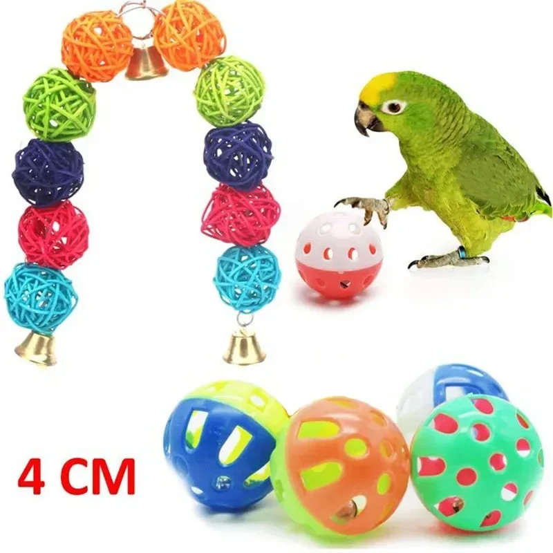 Pack Bird Toy Cage Bird Accessories Wood Parrot Toys Toy Swing Suspension Bridge Ball Cage Bells Pet Supplies Set
