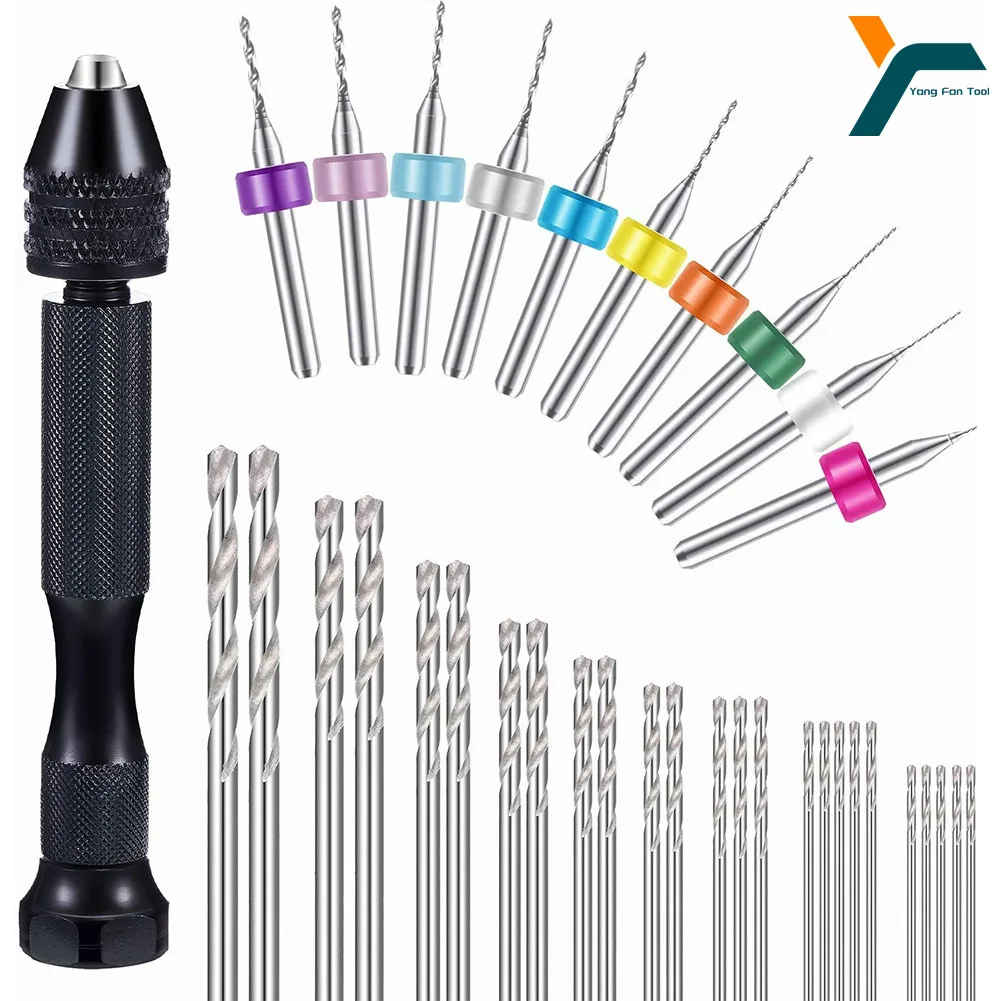 Micro Mini Pin Vise Hand Drill Twist Bit PCB Set Rotary Tool For