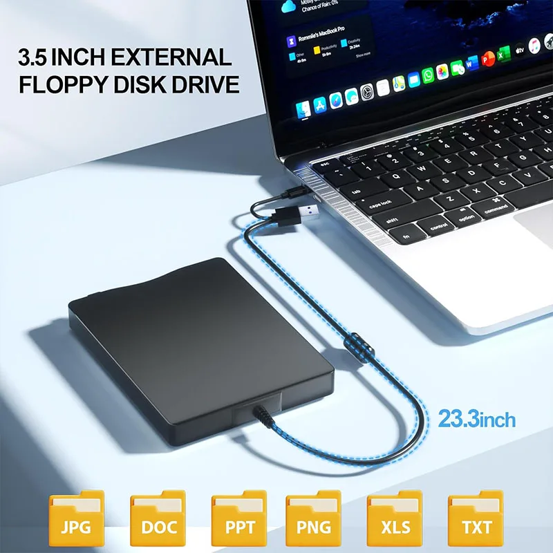 Floppy Disk Reader External Floppy Drive USB Type-C 3.5 inch Disk Drive for Laptop PC Compatible with Windows Mac OS