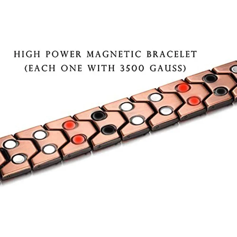 Men Pure Copper Bracelet Health Energy Germanium Magnetic Bracelet Vintage Hologram Chain Link Bracelets for Women Arthritis