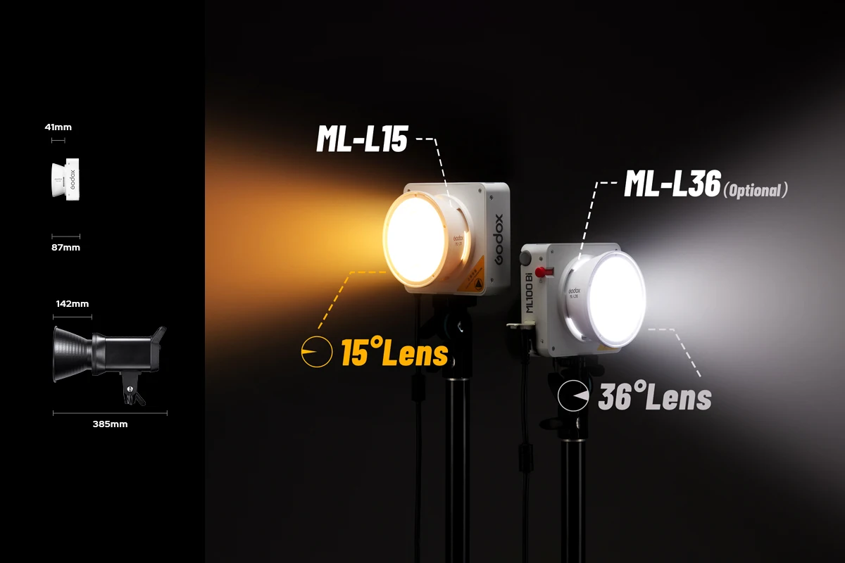 Godox 2 색 휴대용 LED 조명, 비디오 녹화 및 라이브 스트리밍용 사진 램프, 온보드 및 앱 제어, ML100Bi, 120W