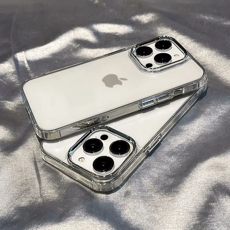 Luxury Electroplated Lens Frame Phone Case - Shockproof HD Clear Back Cover