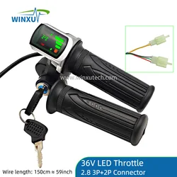 Electric Bicycle Scooter Handlebar Twist Throttle with LED Battery Display (36V Throttle 2.8 F)