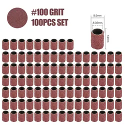 Versatile Sanding Drum Set with Mandrels and Bands - Assorted Grits (100pcs 100 Grit 1l4)