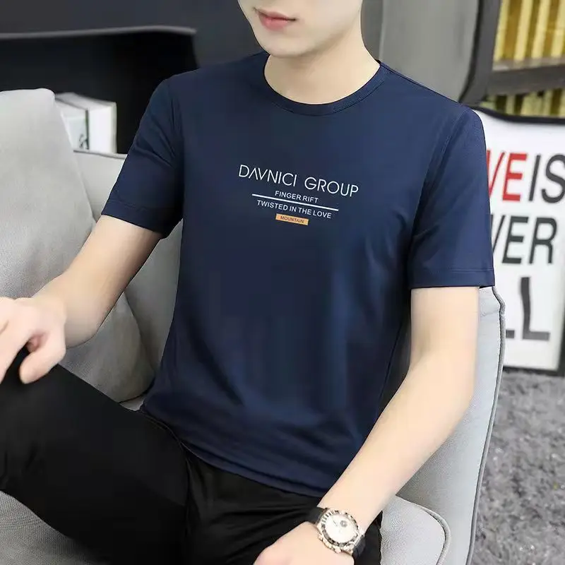 

Fashion O-Neck Printed Letter Casual T-Shirts Men's Clothing 2024 Summer New Loose Korean Short Sleeve Tops All-match Tee Shirt