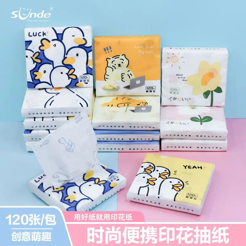 8 Packs Cute Cartoon Printing Paper Extraction Portable Tissue Small Bag Napkin Small Bag Toilet Drawing Paper Sanitary Paper