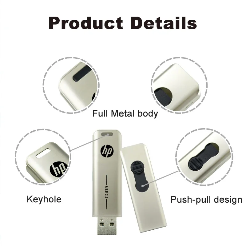 High-Speed Metal USB Flash Drive with Push-Pull Design