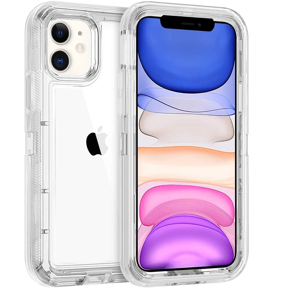 Military Level Heavy Duty Hard 3IN1 Transparent Shockproof For iPhone 14 13 11 15 16 Pro Max MINI X XR XSMAX SE 6 7 8Plus Case 1