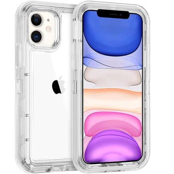 Military Level Heavy Duty Hard  3IN1 Transparent Shockproof  For iPhone 14 13 11 15 16 Pro Max MINI X XR XSMAX SE 6 7 8Plus Case 1