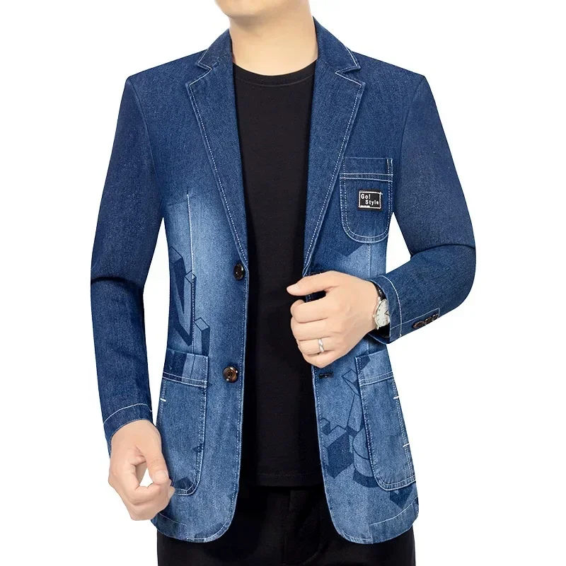 Men's Casual Denim Blazer Jackets Size 4XL