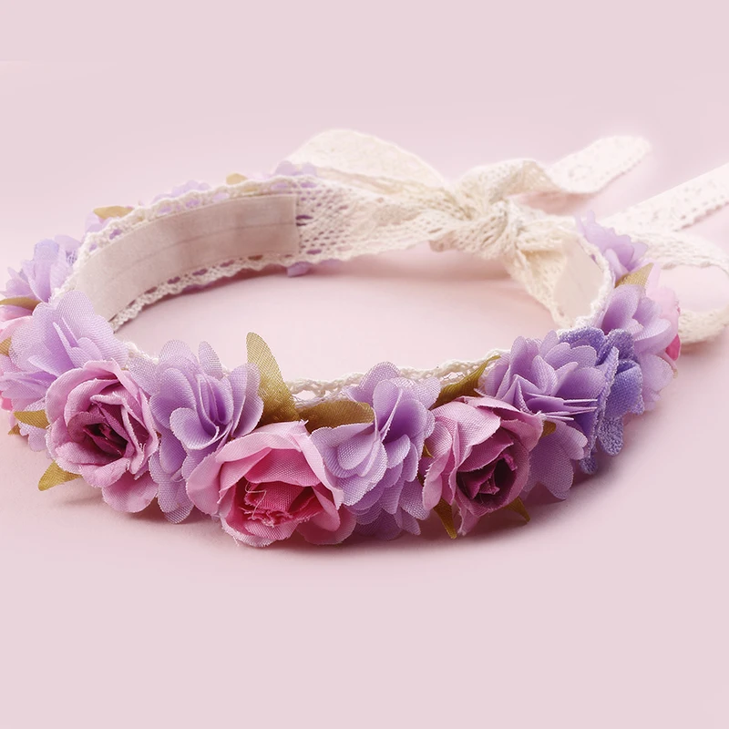 New Design Four Seasons Pink Blue  White Rose Cute Beauty Lovely Baby Girl Handmade Headbands New Hair Design For Birthday Party 3