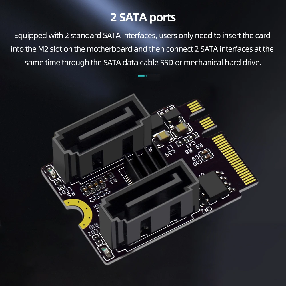M2 to SATA 확장 카드 PCI-E3.0 키, A + E 와이파이, M.2 to SATA 하드 디스크 어댑터 카드, 드라이버 설치 없음, JMB582 칩